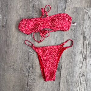 Ardene Red Ditsy Floral Bikini Set